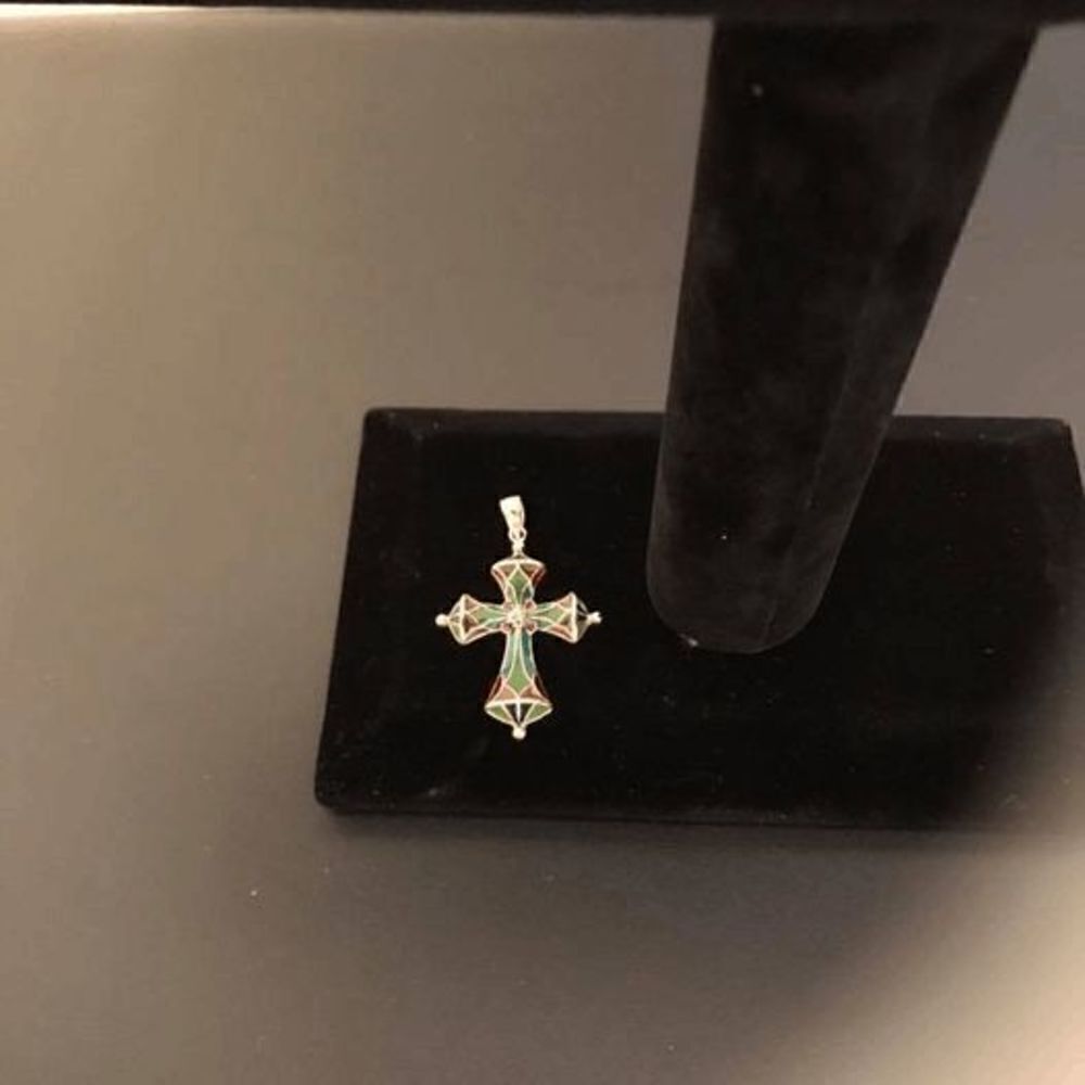 14k Gold Multi- Color Enamel Cross - Picture 3 of 13